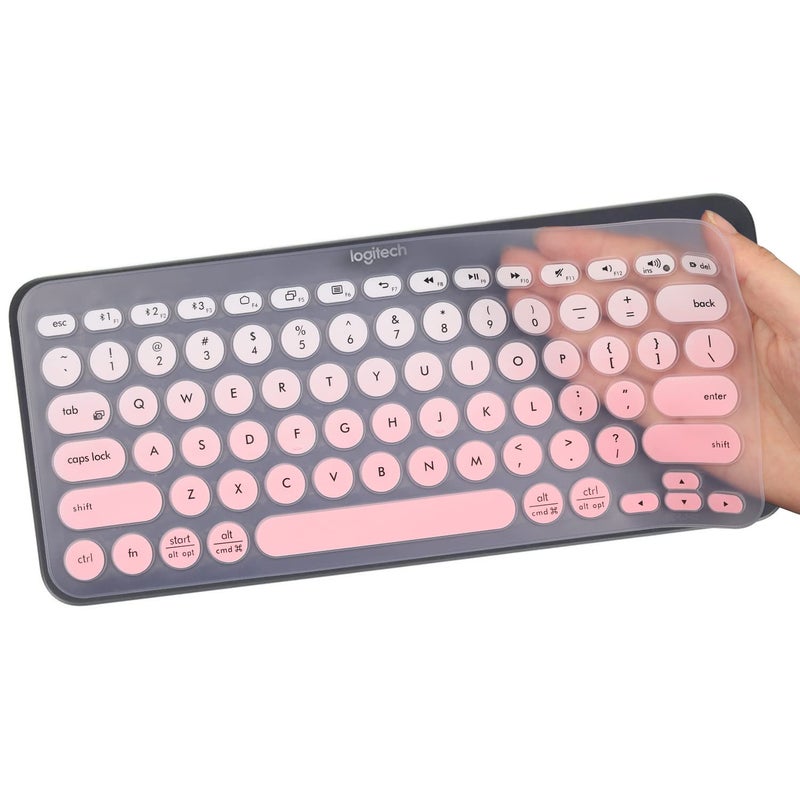 MUBUY-GOL Keyboard Cover for Logitech K380 Pebble Multi-Device Bluetooth Keyboard/Logitech Pebble Keys 2 K380s/Logitech K380 Multi-Device Bluetooth Keyboard, Logitech K380 Wireless Keyboard Cover Skin(GPink) - Image 4